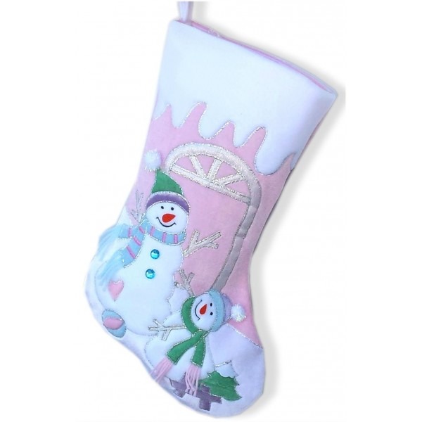 Large Snowman Velvet Stockings Girls