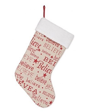 Believe Burlap Christmas Stocking Decoration