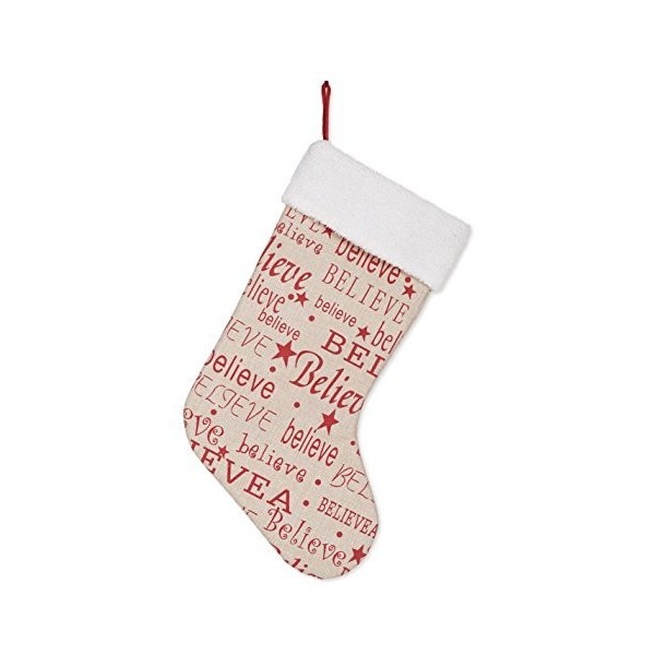 Believe Burlap Christmas Stocking Decoration