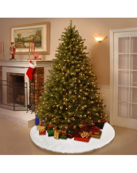 Faux Fur Christmas Tree Skirt 48 inch - Elegant White Xmas Decorations ...