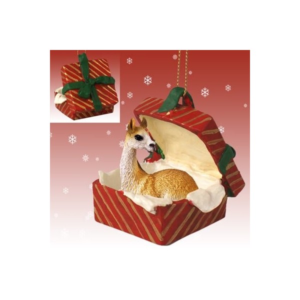 Llama Red Gift Christmas Ornament