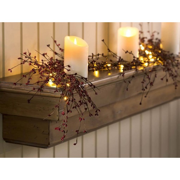 Battery Operated LED Lighted Artificial Pip Berry Holiday Garland - 72 ...
