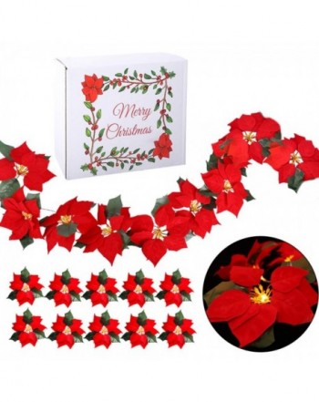 Funarty Christmas Poinsettia Lighted Artificial