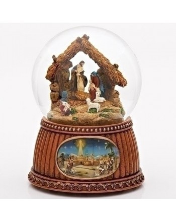 Christmas Nativity 100MM Musical Glitterdome