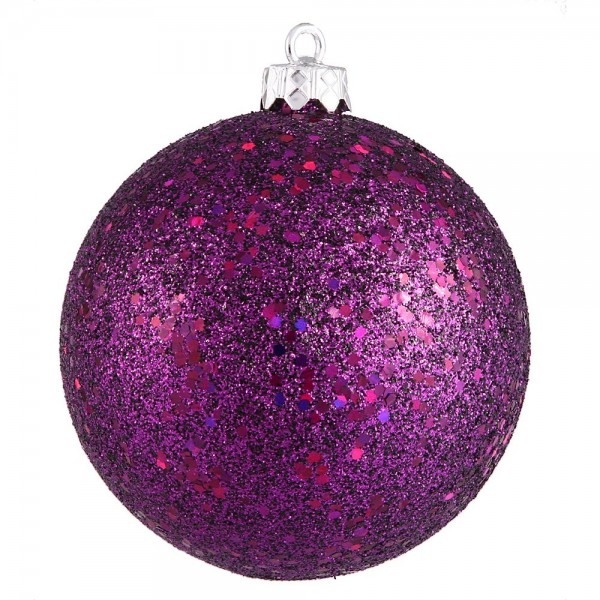 Sequin Finish Christmas Ball Ornament Seamless Shatterproof with Drilled Cap - 4 per Bag - 6 ...