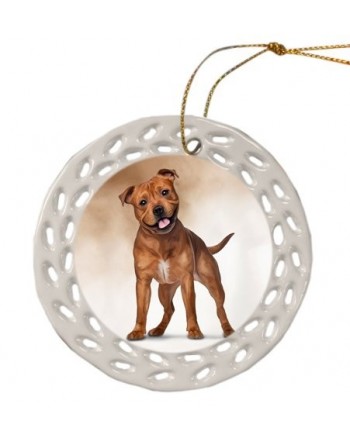 Staffordshire Terrier Christmas Ceramic Ornament