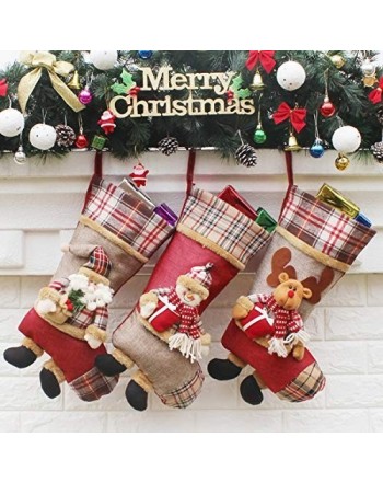 FEISIER Christmas Stockings Plush Applique