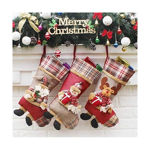 FEISIER Christmas Stockings Plush Applique