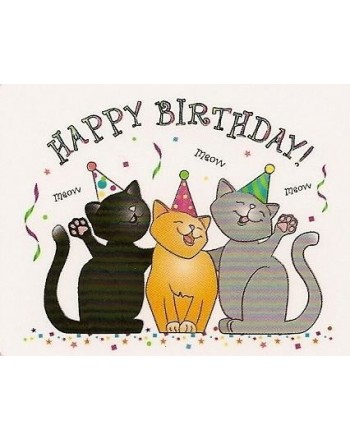 Happy Birthday Cats Edible Topper
