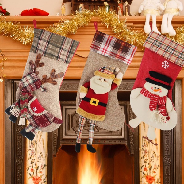 Jusdreen Christmas Stockings Fireplace Applique