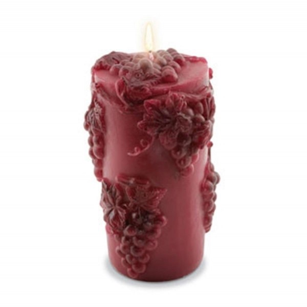 Red Sculpted Vineyard Candle Pillar