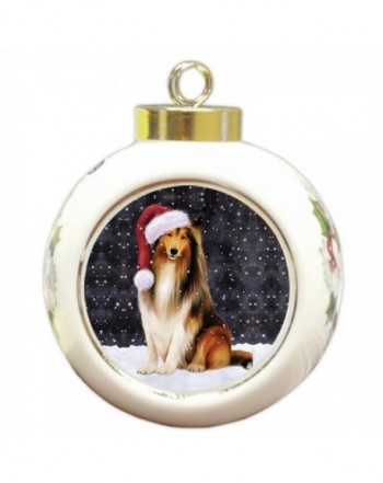 Christmas Holiday Collie Wearing Ornament