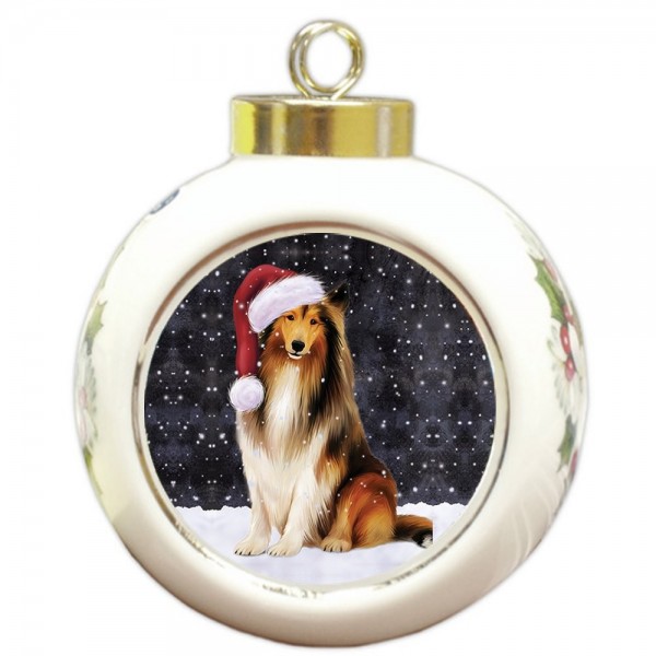 Christmas Holiday Collie Wearing Ornament