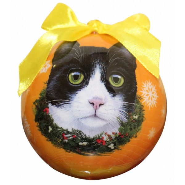 Black White Cat Christmas Ornament