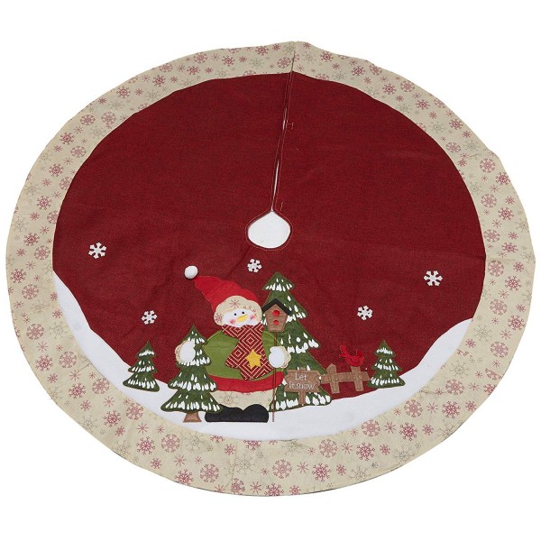Christmas Tree Skirt 48 inch - Snow Man - Pink and Flowers Ruffle Edge ...