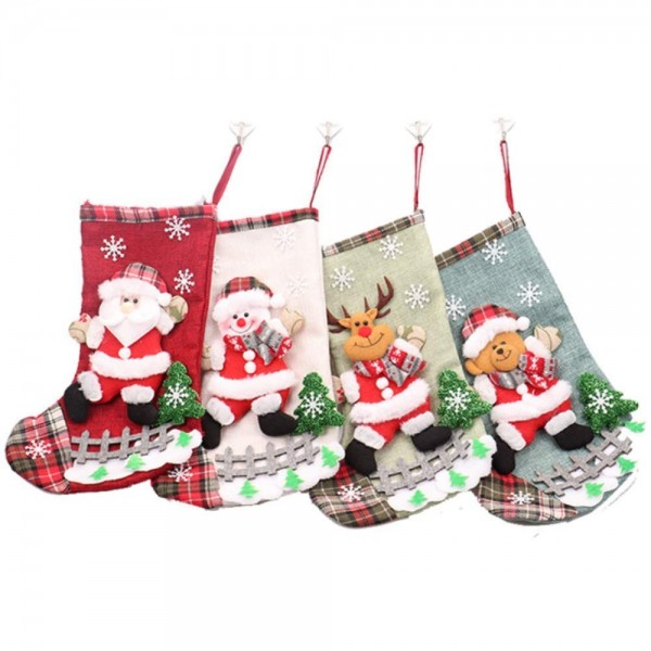 Cute Christmas Stocking - 4PCS Santa Snowman Reindeer Bear Xmas ...