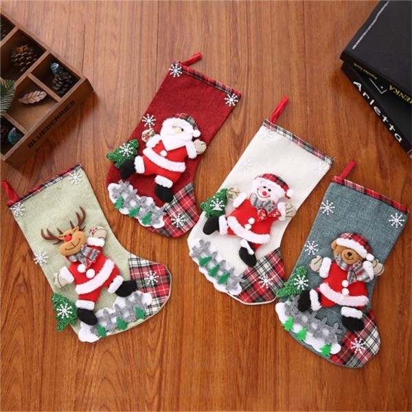 Cute Christmas Stocking - 4PCS Santa Snowman Reindeer Bear Xmas ...