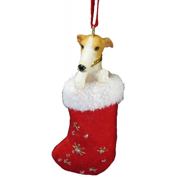 Greyhound Christmas Stocking Ornament Stitched