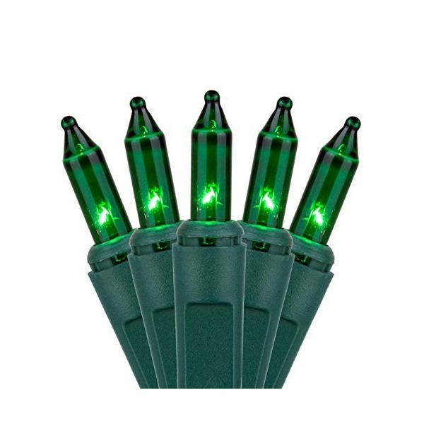 Traditional Indoor/Outdoor Holiday 300 Ct Green Mini Lights - Green