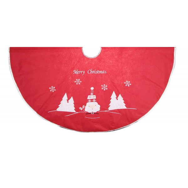 Christmas Tree Skirt Embroidered with Merry Christmas and Santa Claus ...