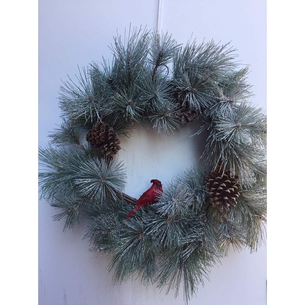 Cardinal Winter Flocked Door Wreath