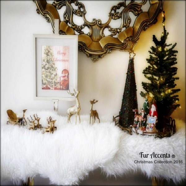 Christmas Mantle Decoration White Sheepskin