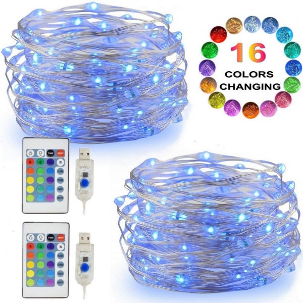 Led String Lights 2 Set Multi Color Changing Fairy Lights Usb Plug In Lights Remote Timer 4 Modes Indoor Decorative Silver Wire Lights Bedroom Party Halloween Xmas 16ft 16