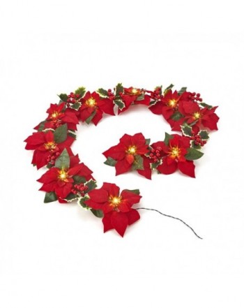 Homeseasons Pre Lit Artificial Poinsettia Garland