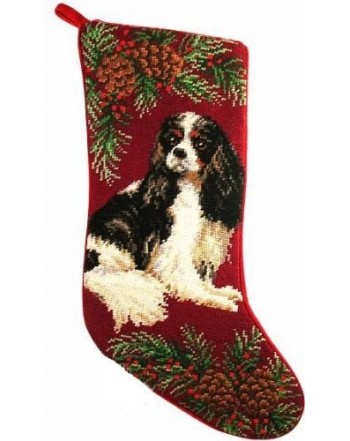 Tri Color Cavalier Needlepoint Christmas Stocking