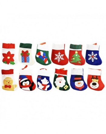 Set 12 Christmas Embroidered Stockings