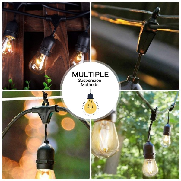 LED Outdoor String Lights 49Ft Connectable Commercial Grade Lights Bulb ...