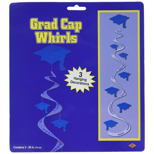 Printed Grad Cap Whirls blue