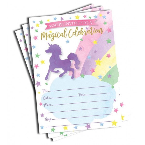 Rainbow Unicorn Invitations Envelopes Large