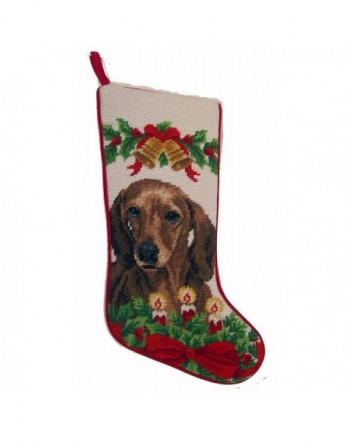 Smooth Dachshund Needlepoint Christmas Stocking