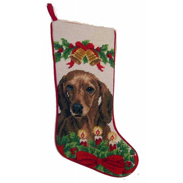 Smooth Dachshund Needlepoint Christmas Stocking