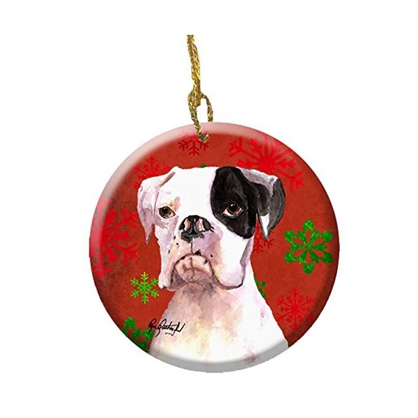 Cooper Snowflakes Boxer Ceramic Ornament