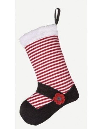 White Striped Mary Christmas Stocking