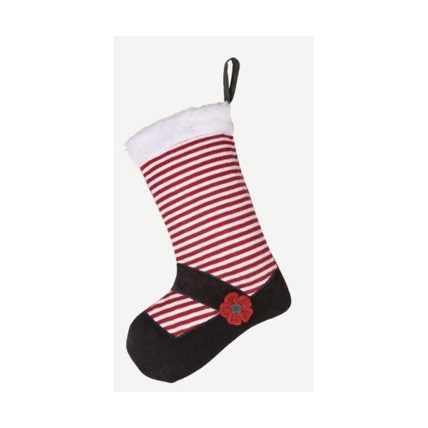 White Striped Mary Christmas Stocking