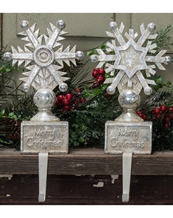 Glittered Snowflake Stocking Holders Assorted