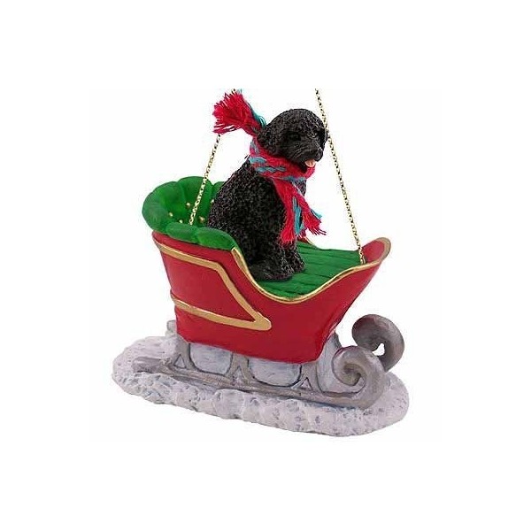 Portuguese Water Sleigh Christmas Ornament