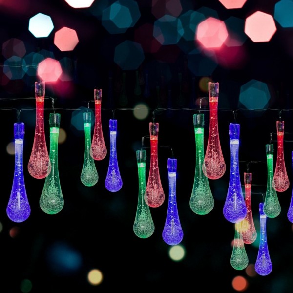 Solar Water Drop String Lights