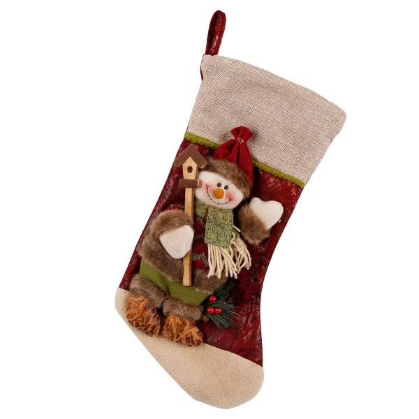 Codream Cotton Linen Applique Stocking