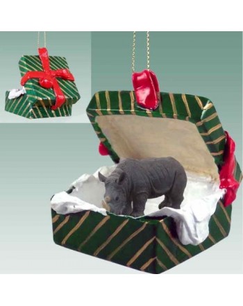 Rhinoceros Gift Box Christmas Ornament