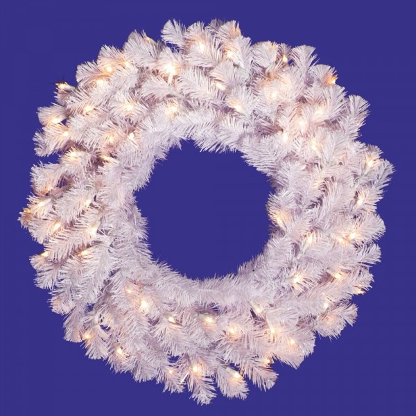 Prelit Crystal Wreath Clear Lights