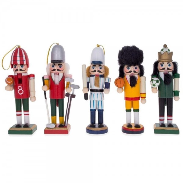 Football Baseball Basketball Nutcracker Ornaments