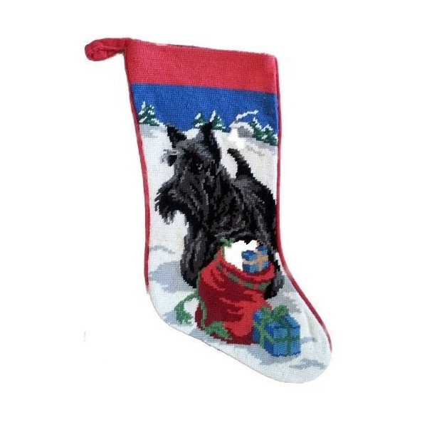 Scottish Terrier Needlepoint Christmas Stocking