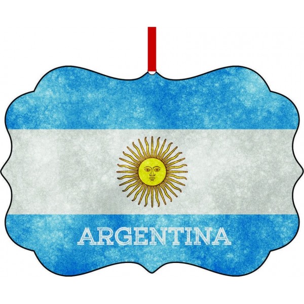 Argentinian Flag TM Double Sided Aluminum Ornament