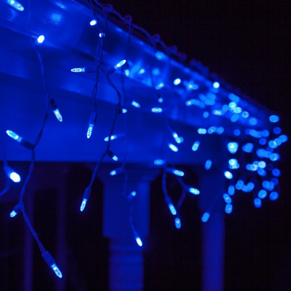 Blue Icicle Lights White Wire
