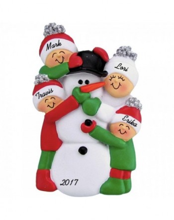 Building Snowman Personalized Christmas Ornament