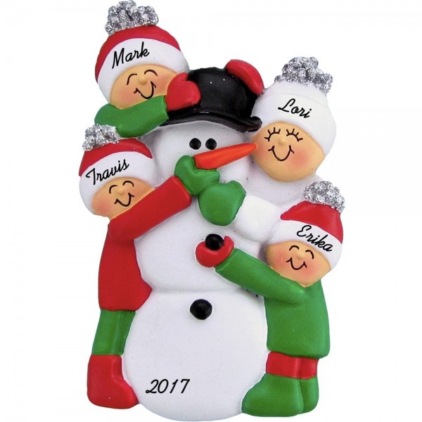 Building Snowman Personalized Christmas Ornament